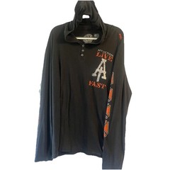 Affliction Live Fast Hooded Henley Shirt XL Skull Cross Wings Biker Goth Y2K