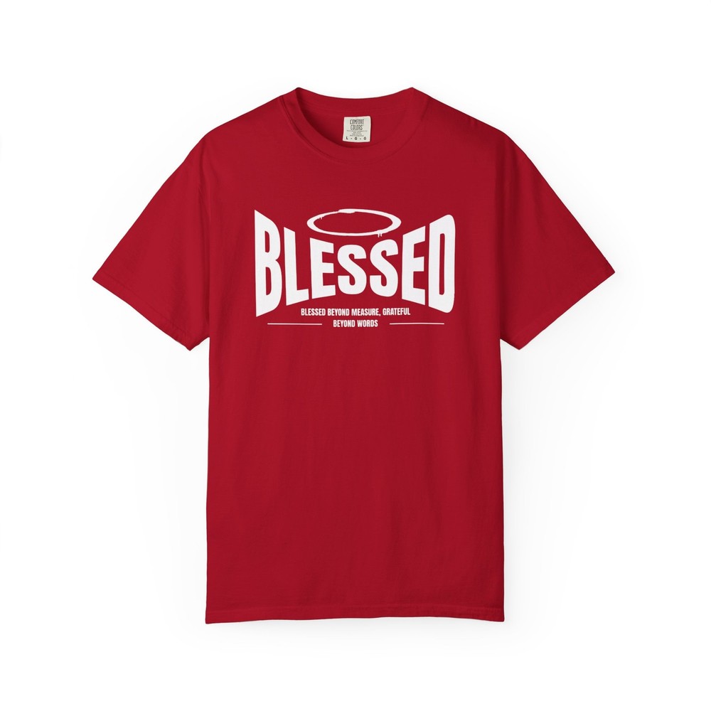 Blessed halo graphic T-Shirt | faith typography, gray tee