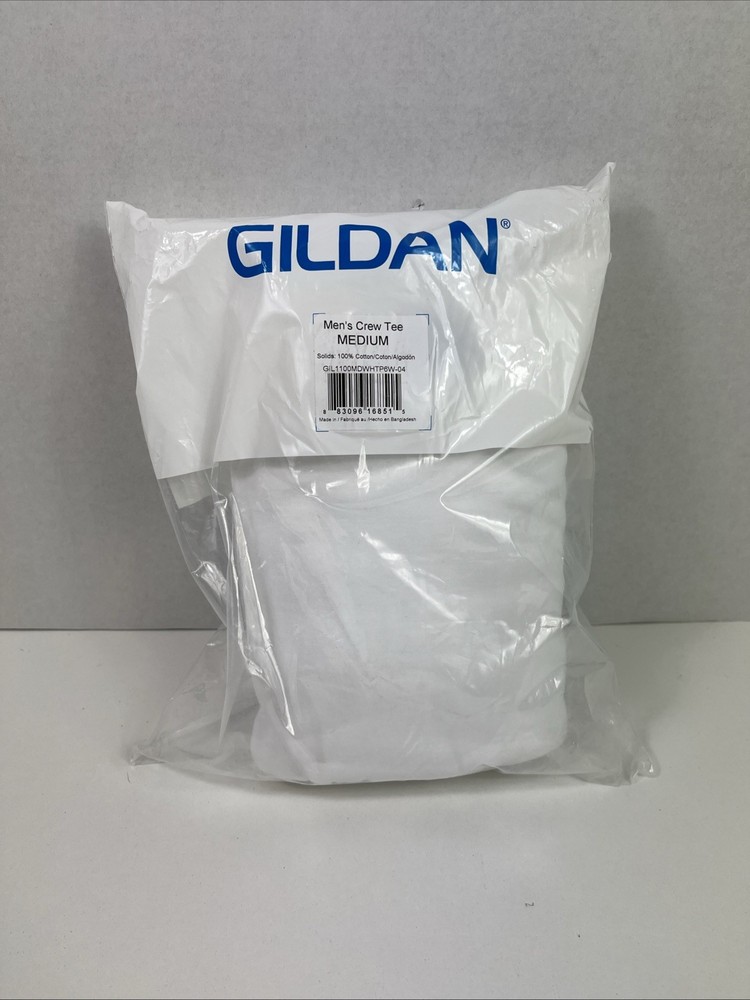 Gildan Mens Golden Crew T-Shirts Style G1100 White 6 Pack Medium NEW