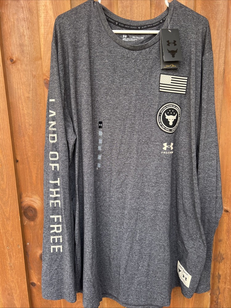 Under Armour Project Rock 3XL Long Sleeve Land of Free Home of Brave NEW W/TAGS