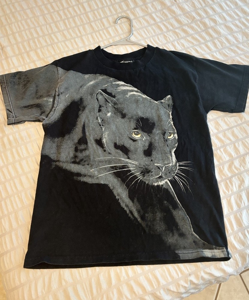 Radical Nature Men’s Medium T-Shirt 90s Vintage Animal Tee Black Panther Print