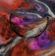 Handmade Ice Tie Dye T-Shirt 2XL Mens Womens Soft Cotton Blue Burgundy Rolled