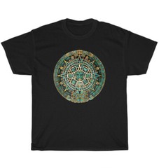 Aztec Calendar Sun Stone Mexican Native Art Carving Maya Mayans Ancient T-Shirt