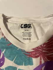 Lot 2 CSG men’s T Shirts heathered Purple & Floral Leaf Print summer Size XL