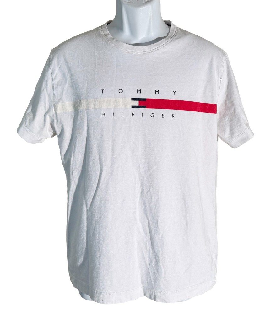 TOMMY HILFIGER Boy’s Short Sleeve Pull-Over White T-Shirt Large