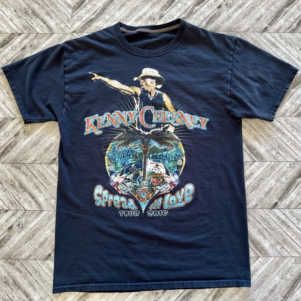 Kenny Chesney T-Shirt Mens Medium Black Spread the Love Tour Miranda Lambert Y2K