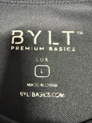 BYLT Drop Cut LUX Shirt Mens Large Black Short Sleeve Curved Hem Tagless Tee