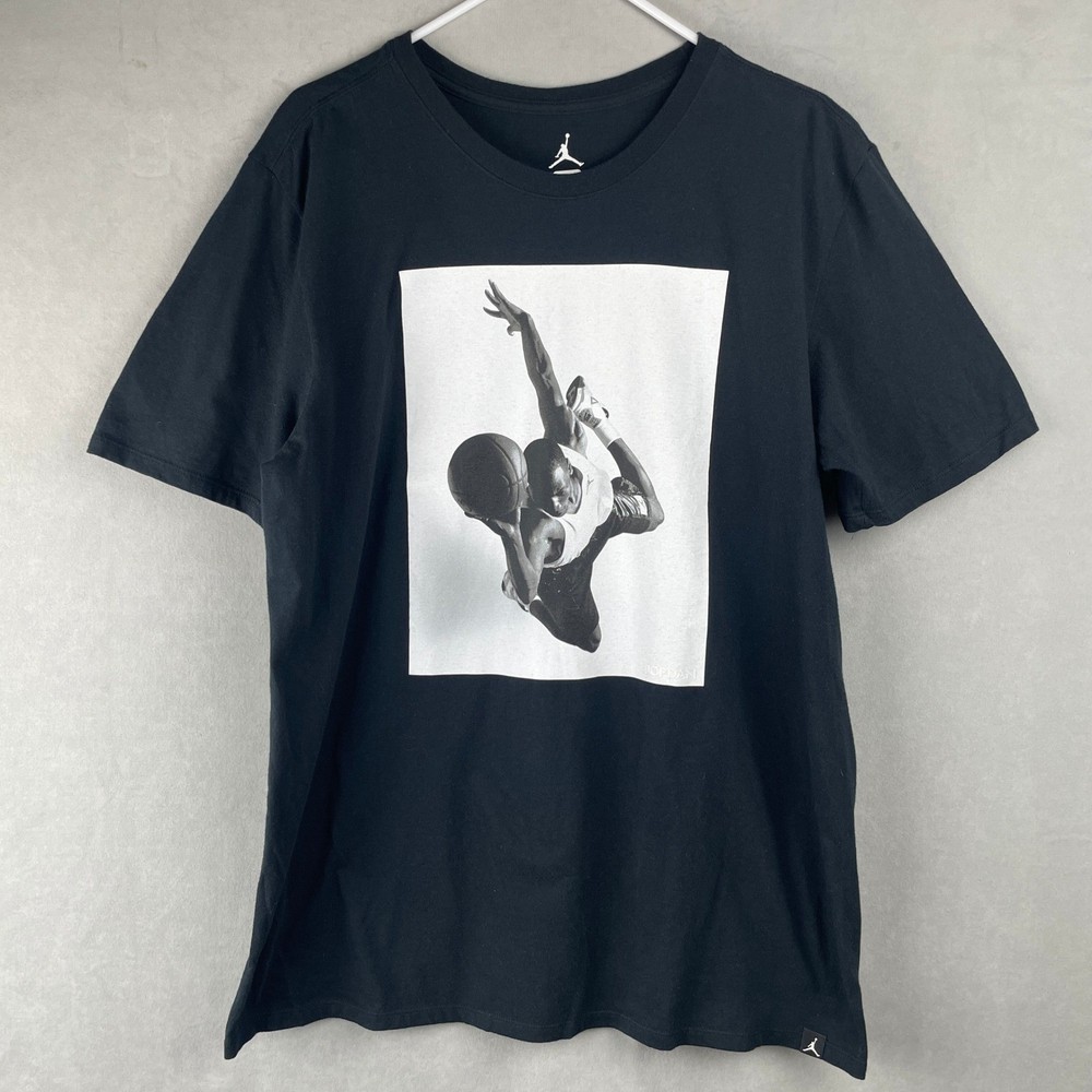 Jordan Sportswear Flight Heritage Graphic T Shirt Black Air MJ Iconic Jumpman L
