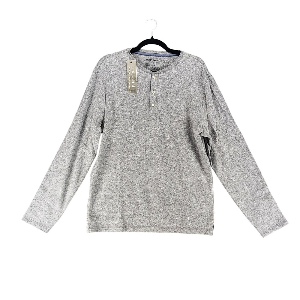 Jachs Shirt Mens Medium Gray Long Sleeve Jersey Henley *NWT*