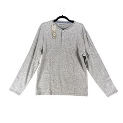Jachs Shirt Mens Medium Gray Long Sleeve Jersey Henley *NWT*
