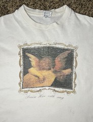 Rosso Fiorentino Cherub Playing a Lute Shirt MD 19” X 25” USA Single Stitch Art