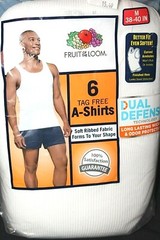 Fruit of the Loom Men’s White 6-Pk A-Shirts Ribbed Tank Top S-M