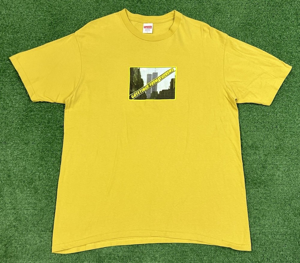 Supreme Greetings Tee Acid Yellow SS19 Men Size Large Authentic Shirt Hype NYC