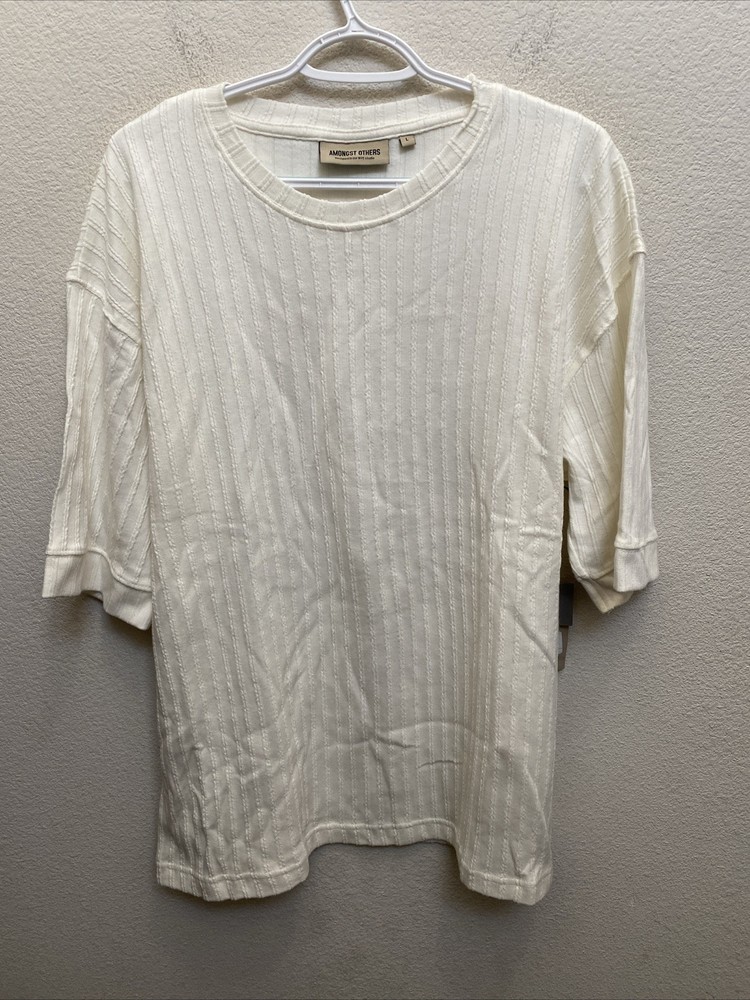NEW Amongst Others Men’s Large Off White Drop Shoulder Boxy Short Sleeve T-Shirt