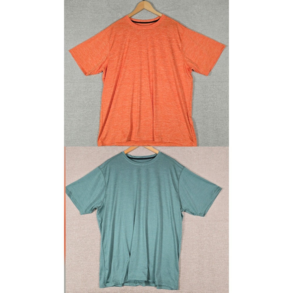 Liberty Pro Mens XXL 2 Pack Performance T-Shirts Orange Teal Heathered Stretch