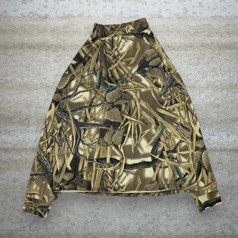 Vintage 90s Advantage Cowl Neck Shirt Mens L Camo Shadowgrass Long Sleeve
