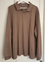 Charles Tyrwhitt Long Sleeve Polo Shirt Mens Size 2XL Light Brown Cotton Jersey