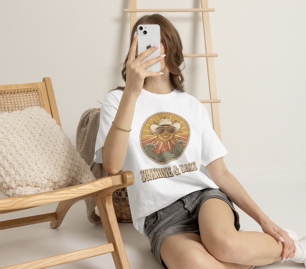 Sunshine and Sass Coastal Cowgirl Shirt, Vintage Western Beach Tee, Howdy Summer