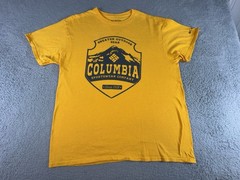 Columbia Mountain Graphic Shirt Mens Large Short Sleeve Yellow Outdoors Casual