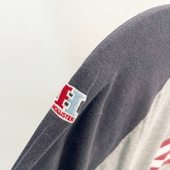 Hollister Mens Raglan Long Sleeve Shirt Gray Navy Blue Cal Graphic Y2K Small