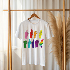 Rainbow ASL Love Hands Shirt – Sign Language Pride Graphic Tee for Equality A436