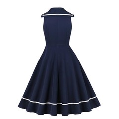 Vintage Nautical Dress 1950s Retro Sleeveless 50s Style Pinup Rockabilly Swin…