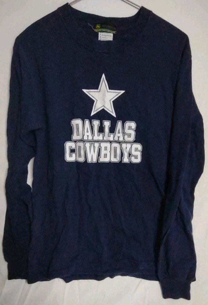 John Deere Solid Long Sleeve Tee with Logo Dallas Cowboys Logo Navy Small