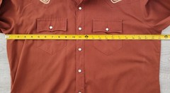 Vintage Stable Gear Western Pearl Snap Shirt L Rust Brown Cowboy Long Sleeve