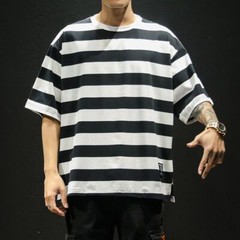 Oversized Striped Tee – Summer Cotton Fashion Hip Hop Streetwear Men T Shirt 5XL