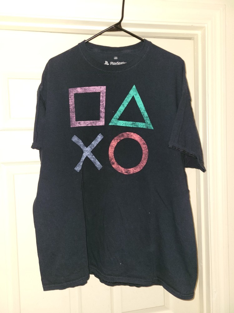 ADULT PLAYSTATION T SHIRT VIDEO GAME CONTROLLER BUTTON DESIGN LOGO SIZE XXL 2X