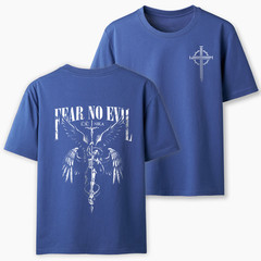 Fear No Evil T-Shirt Christian Cross Archangel Michael Graphic Tee Religious Men