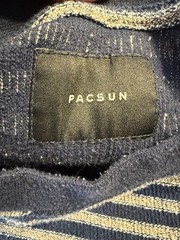 PacSun Striped Knit T Shirt Men’s M Navy Beige Short Sleeve Cotton