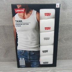 Levi’s Premium Cotton Tank Top Men’s Size Large 5 Pack White NEW 6HMTK501