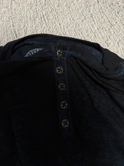 Affliction Mens Large Blue Henley Black Moon Spirit Skeleton Back Print Y2K