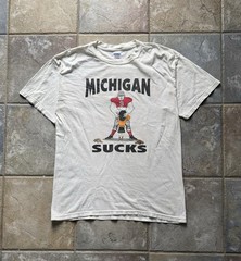 VTG Michigan Sucks Ann Arbor Is A Whore Graphic OSU Football T-Shirt White Large