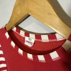 True Vintage 50s/60s Cotton Motorcycle flock Sportex Red / Striped Lido Rare Tee