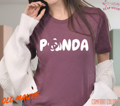 Unisex Panda Graphic T-Shirt – Cute Typographic Panda Shirt – Black Logo Tee for