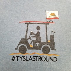 TravisMathew Men’s Golf Cart #TYSLASTROUND Graphic T-Shirt Blue Size XL Casual