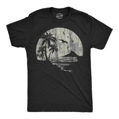 Mens Funny T Shirts Moon Beach Vacation Novelty Graphic Tee for Men
