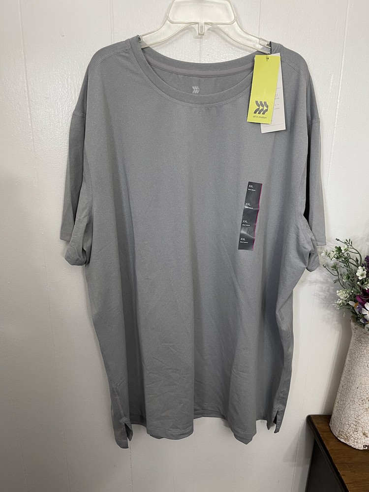 All in Motion Athletic T-Shirt Mens XXL Light Grey Moisture Wicking Stretch NWT