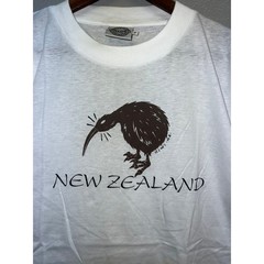 Vintage Kiwi Bird Shirt New Zealand Graphic Promo White Short Sleeve Tee Medium