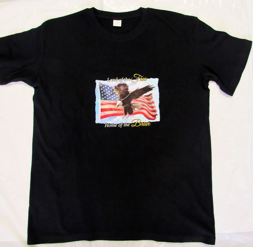 “LAND OF THE FREE, HOME OF THE BRAVE” ~(100% COTTON T-SHIRT / L)~ *UNISEX / NEW*
