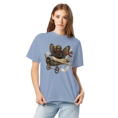 Mothman Pilot Comfort T-Shirt Cryptid Flying Vintage Airplane Cotton Tee S-4XL
