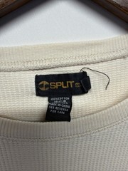 VTG Split Skateboard Thermal Shirt Unisex Medium Cream Graphic Print Waffle Knit