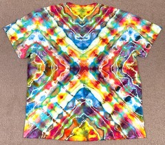 Handmade Ice Tie Dye T-Shirt 2XL Mens Womens Soft Cotton Red Blue Glitch
