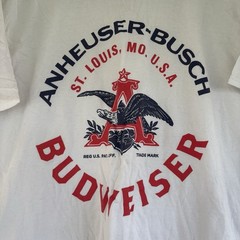 Anheuser Busch Budweiser Logo Graphic T-Shirt Red White Blue Sz XL A3005