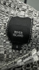River Island Textured T-Shirt – Black & White Pattern – Size S