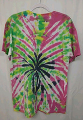 New Tie Dye Men’s T-Shirt Yellow Pink Adult Large Multicolor Summer Spider