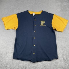 Vtg Badger Sport Baseball Button Up Shirt XL Blue & Yellow Peñasco New Mexico