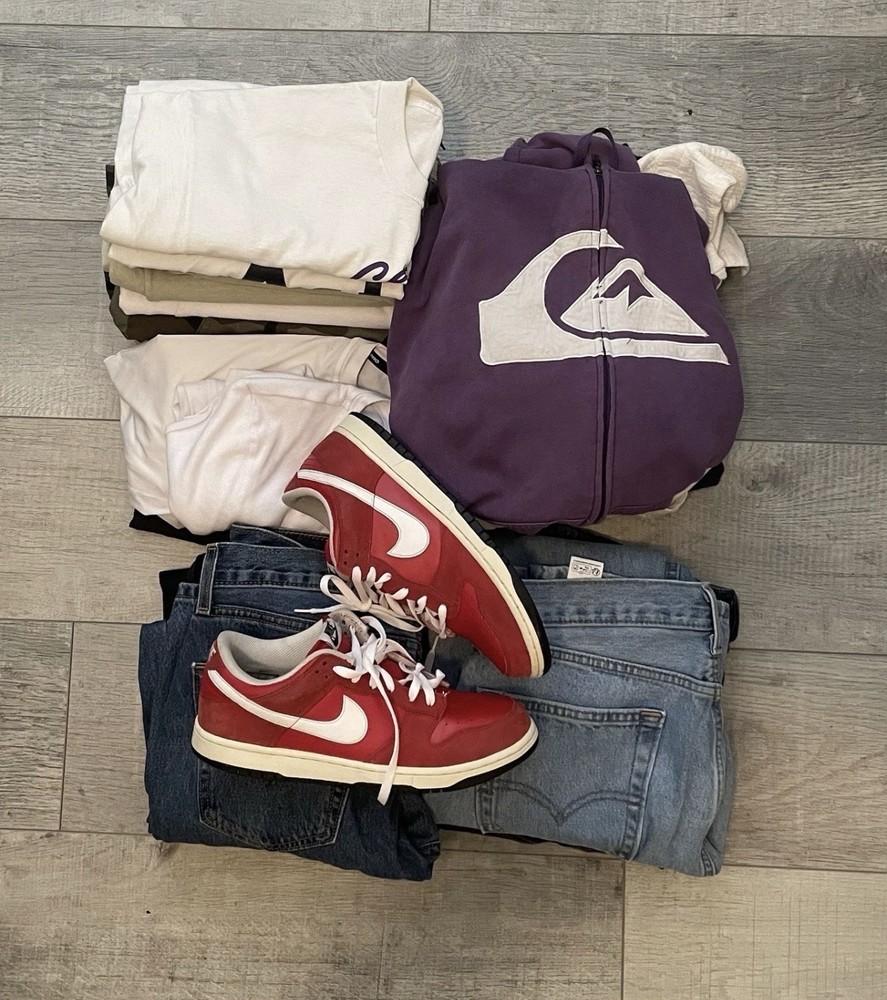Y2K Streetwear Clothing Bundle Lot Nike Dunks Levi’s Quiksilver Volcom Mens M-XL